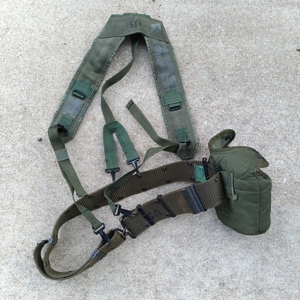 US Military ALICE LC-1 LC-2 Tactical Belt Suspenders Canteen Pouch  OD Green a4